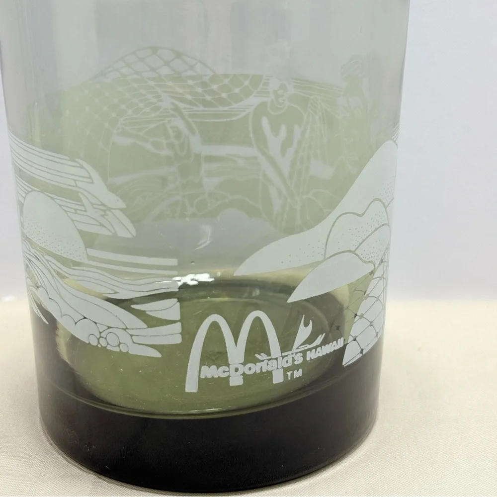 McDonald's Hawaiian Hawaii Black and Gray Glass Tumbler vintage collectible